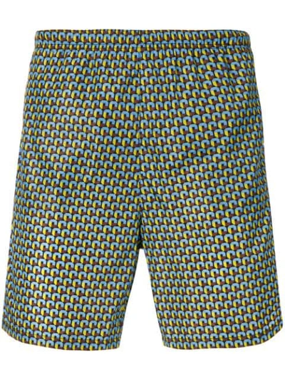 Prada Geometric Print Swim Shorts In Black