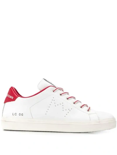 Leather Crown Perforated Detail Trainers In White
