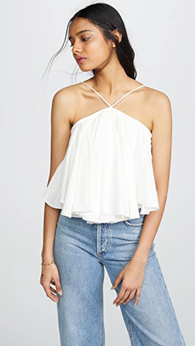 Jacquemus Belluno Tie-back Cotton And Linen-blend Top In Off White