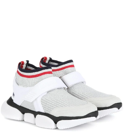 Moncler Baktha Stretch-knit Sneakers In Silver