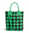 BOTTEGA VENETA LEATHER CHECK CABAT TOTE BAG,15098937