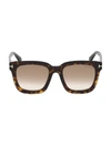 Tom Ford Sari Acetate Square Mirrored Sunglasses In Dark Havana/brown Polarized