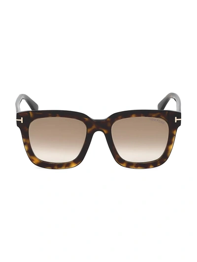 Tom Ford Sari Acetate Square Mirrored Sunglasses In Dark Havana/brown Polarized