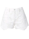 OFF-WHITE OFF-WHITE 刺绣牛仔短裤 - 白色