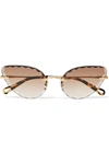 CHLOÉ ROSIE CAT-EYE GOLD-TONE AND TORTOISESHELL ACETATE SUNGLASSES