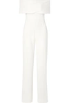 LELA ROSE OFF-THE-SHOULDER WOOL-BLEND CADY JUMPSUIT