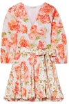 ALICE AND OLIVIA PALI BELTED FLORAL-PRINT COTTON-VOILE MINI DRESS