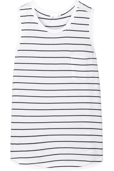 Skin Abby Striped Pima Cotton And Modal-blend Jersey Tank In White