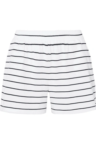 Skin Ashlyn Striped Pima Cotton And Modal-blend Jersey Pyjama Shorts In White