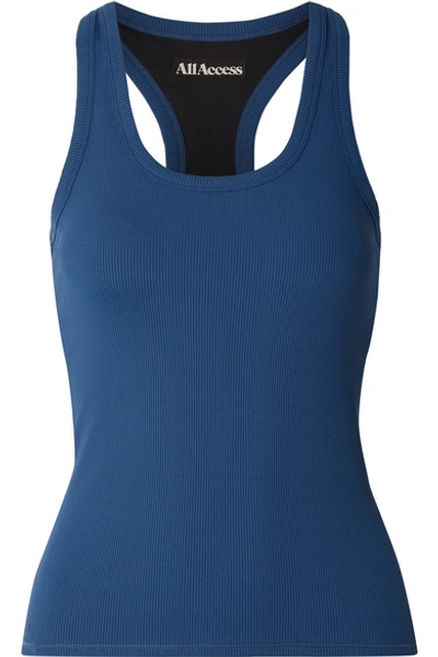 All Access Session Ribbed Stretch Tank In Blue