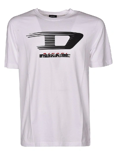 Diesel T Just Y4 Tshirt With Big D Logo In White