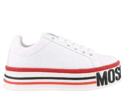 Moschino Platform Logo Sneakers In White