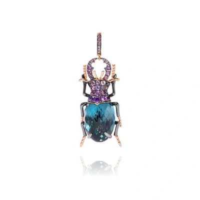 Annoushka 18ct Rose Gold Mythology Blue Topaz Beetle Charm
