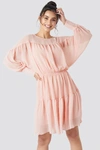 TRENDYOL Yol Pleated Mini Dress Pink