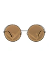 Fendi Rama Round Frame Sunglasses In Black