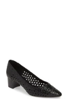 Aquatalia Pasha Woven Leather Block-heel Pumps In Black Leather