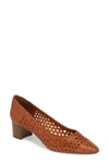 Aquatalia Women's Pasha Woven Leather Pumps In Cognac Leather