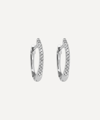 ANNOUSHKA 18CT WHITE GOLD ECLIPSE DIAMOND FINE HOOP EARRINGS,000622544