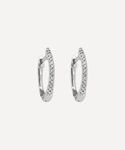 Annoushka 18ct White Gold Eclipse Diamond Fine Hoop Earrings