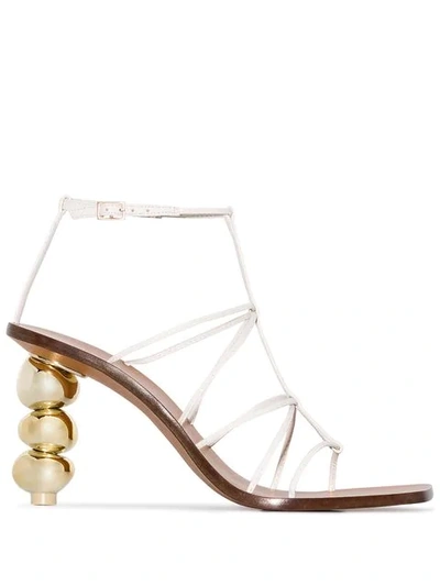 Cult Gaia Pietra Leather Ankle-strap Sandals In White