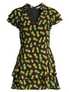 ALICE AND OLIVIA Shay Pineapple Print Ruffled Mini Dress