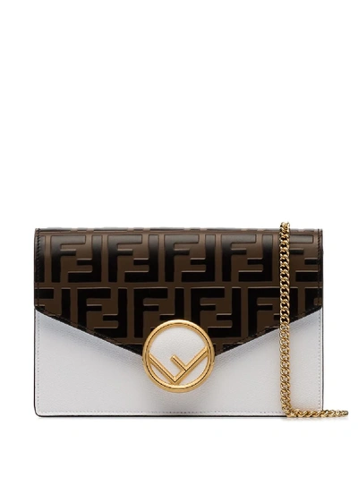 Fendi White Ff Logo Envelope Shoulder Bag