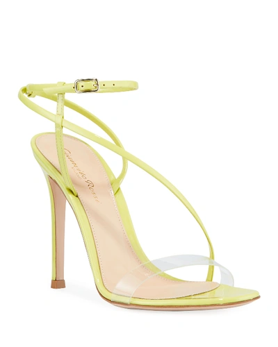 Gianvito Rossi Manhattan Neon Patent Leather Slingback Sandals In Lemonade