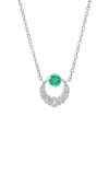 COLETTE JEWELRY 18K WHITE GOLD DIAMOND AND EMERALD NECKLACE,745327