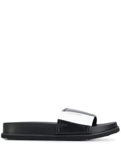 Calvin Klein Logo Panel Slides In Black