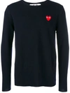 Comme Des Garçons Play Embroidered Logo Jumper In Blue