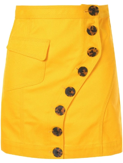 Acler Golding Button Denim Skirt - 黄色 In Yellow