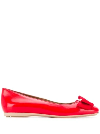 Emporio Armani Bow Embellished Ballerina Shoes - 红色 In 00640 Red