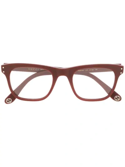 Gucci Eyewear Square Frame Glasses - 红色 In Red