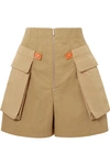 LOEWE LEATHER-TRIMMED COTTON-TWILL SHORTS