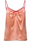 Morgan Lane Serena Bow-detailed Two-tone Silk-satin Camisole In Pink