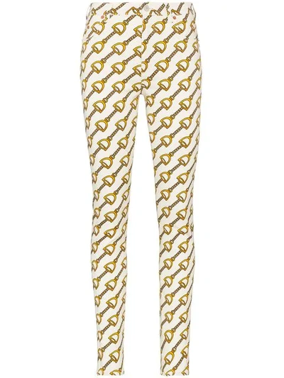 Gucci Stirrup-print Stretch Cotton-blend Skinny Jeans In 9192 Ivory/multi