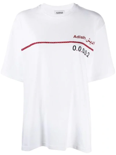 Adish Embroidered Stripe T-shirt In White