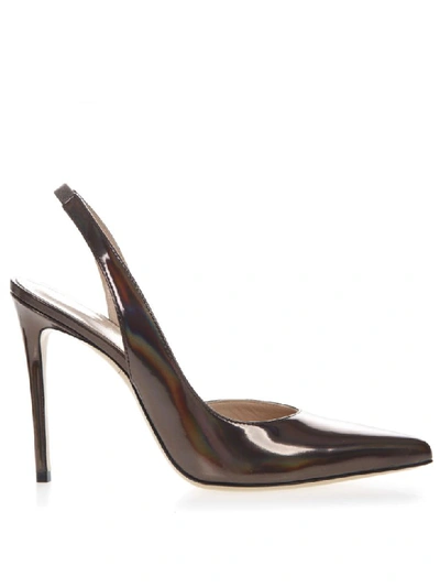 Aldo Castagna Metalgun Patent Leather Slingback In Gunmetal