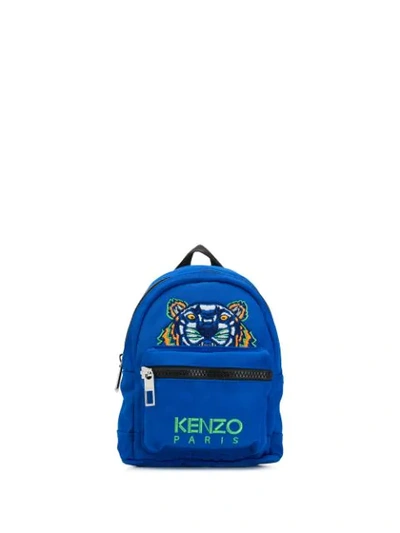 Kenzo Tiger Embroidered Backpack In Blue