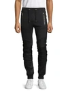 BALMAIN Moto Leather & Cotton Jogger Pants