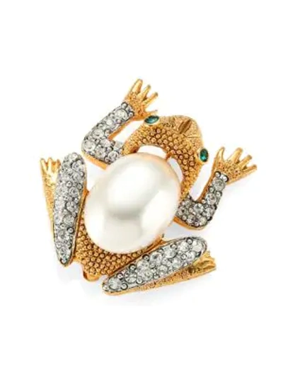 Kenneth Jay Lane Faux Pearl Frog Pin