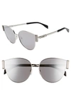 MOSCHINO 61MM SPECIAL FIT CAT EYE SUNGLASSES - SILVER/ BLACK,MOS028FS