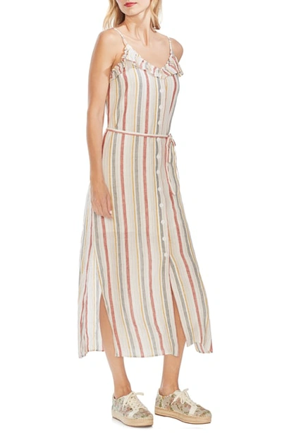 Vince Camuto Canyon Stripe Sleeveless Linen Maxi Dress In Canyon Sunset