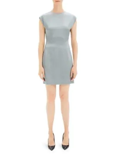 Theory Cap-sleeve Mini Dress In Grey Cloud