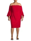 CALVIN KLEIN Plus Off-The-Shoulder Sheath Dress