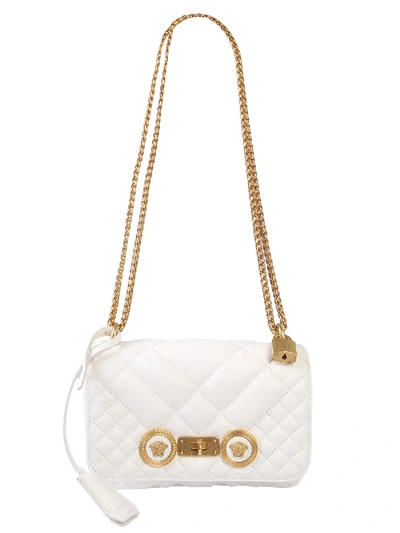 Versace Small Icon Shoulder Bag In White