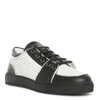 BALMAIN BLACK AND WHITE PERFORATED LEATHER SNEAKERS,PB14121S