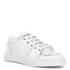 BALMAIN WHITE PERFORATED LEATHER SNEAKERS,PB14120S