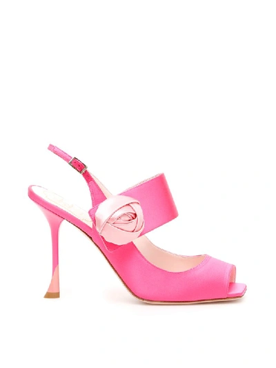 Roger Vivier Rose Button Sandals In Pink