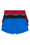 2(x)ist Men's Cotton Stretch 3 Pack No-show Trunk In Scotts Red/ Black/ Skydiver